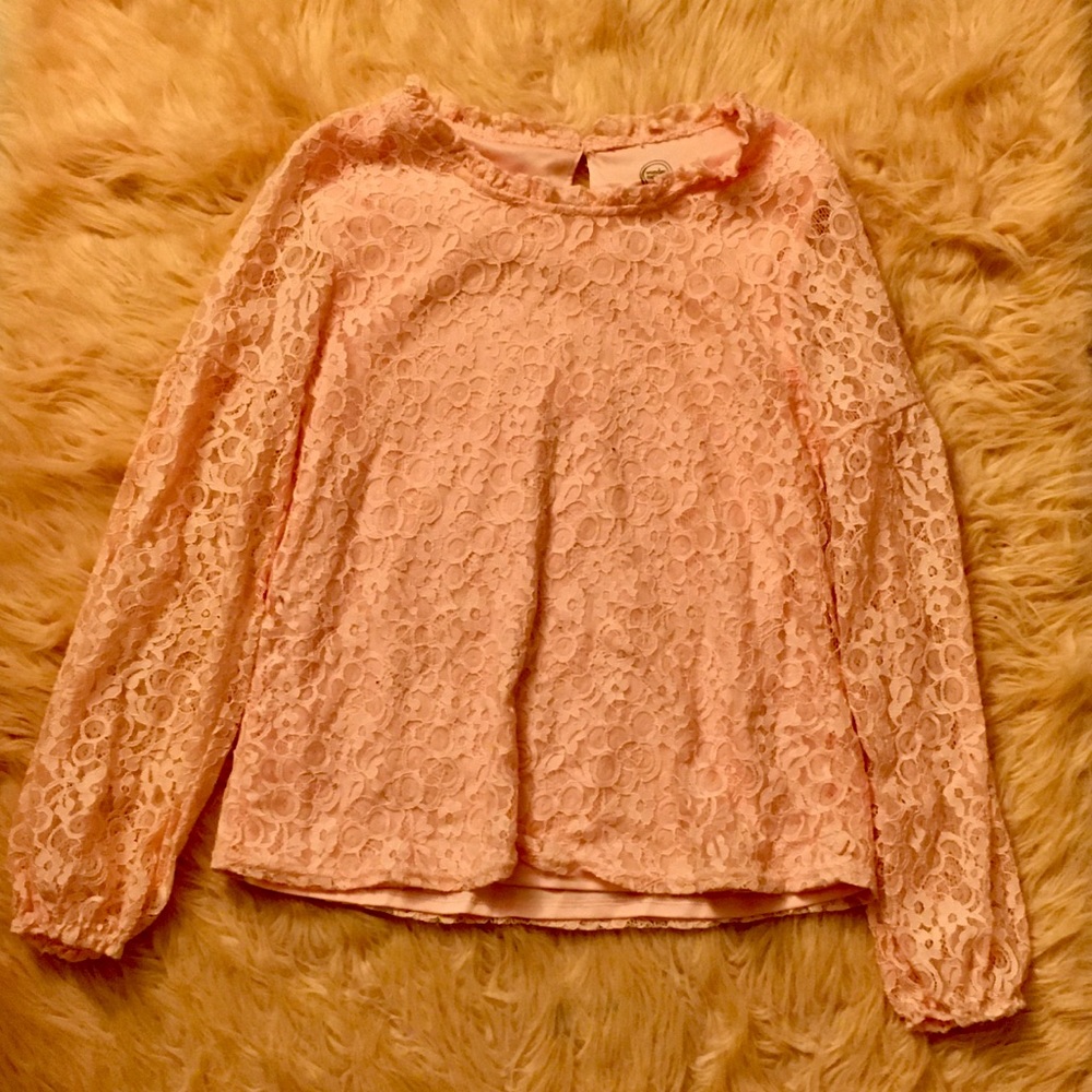 Girls pink lace shirt